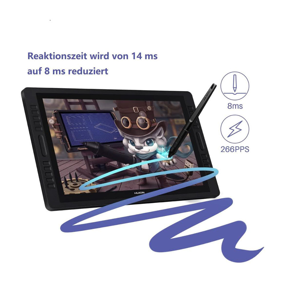 HUION Kamvas Pro 22 Grafiktablett, 21.5 Zoll, professionelles Zeichentablett, 4K UHD Display, 120% sRGB Farbraum, 8192 Druckstufen, neigungsverfügbar, ergonomisches Design, USB-C Anschluss, kompatibel mit Windows und macOS.