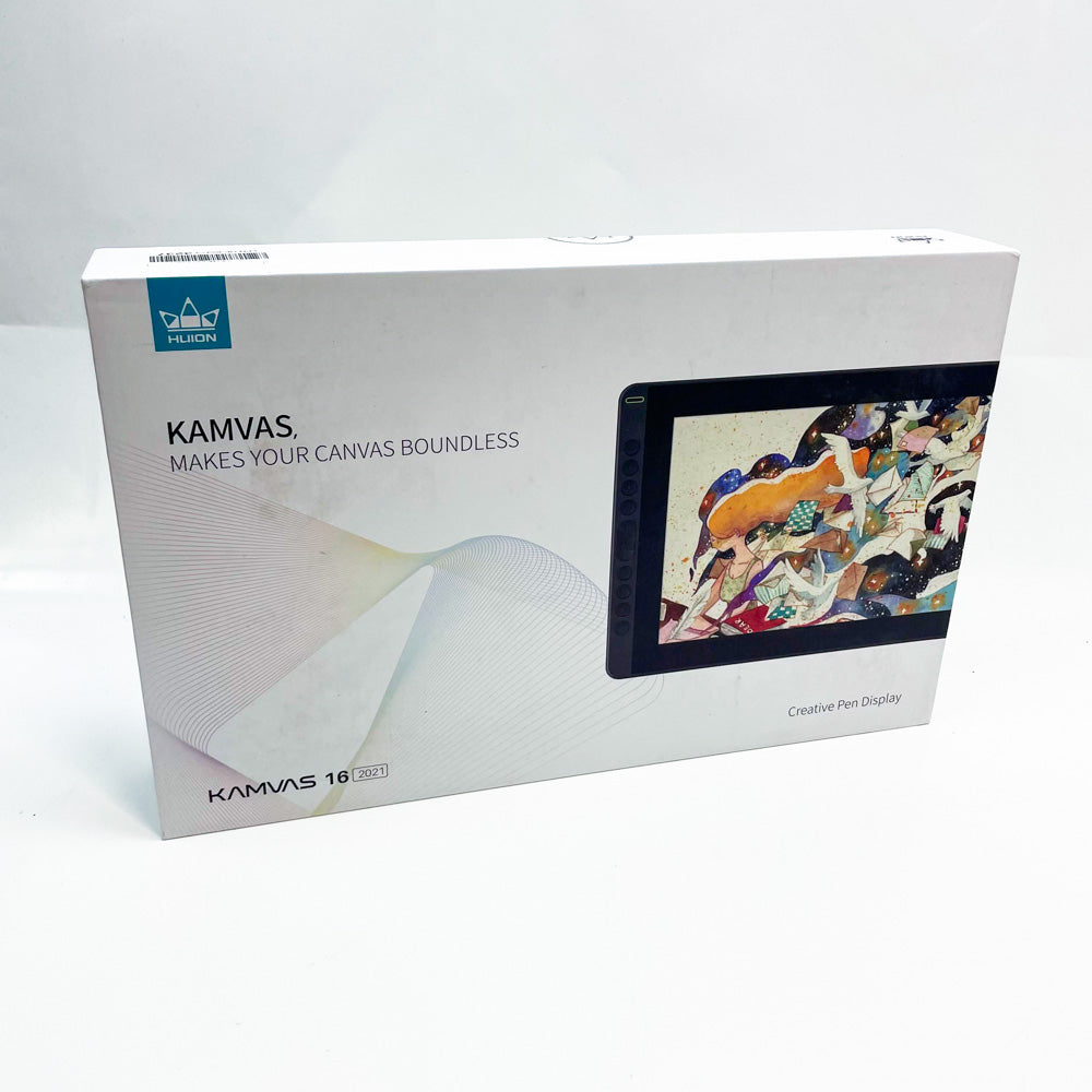 HUION Kamvas 16 Grafikdisplay Stift 16 Zoll, Full HD, 120% sRGB, 8.192 Druckstufen, Neigungserkennung, USB-C, kompatibel mit Windows und Mac, ideal für digitales Zeichnen und Illustrationen.