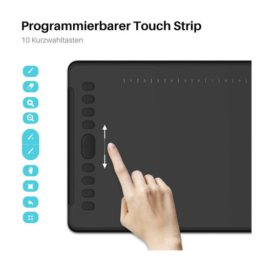 HUION Inspiroy H1161 Grafiktablett, 8192 Druckempfindlichkeit, große aktive Fläche von 10 x 6,25 Zoll, kabelloses Design, mit 8 programmierbaren Schnellzugriffstasten, ideal für digitales Zeichnen und Design.
