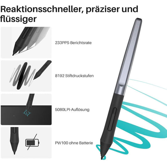 HUION Inspiroy H640P Grafiktablett, Modellnr: H640P, Produkttyp: Grafiktablett, Merkmale: 6,3 x 3,9 Zoll, 8192 Druckstufen, Batterie-frei Stift, leichter und tragbarer Design, ideal für Zeichnen und digitale Kunst.