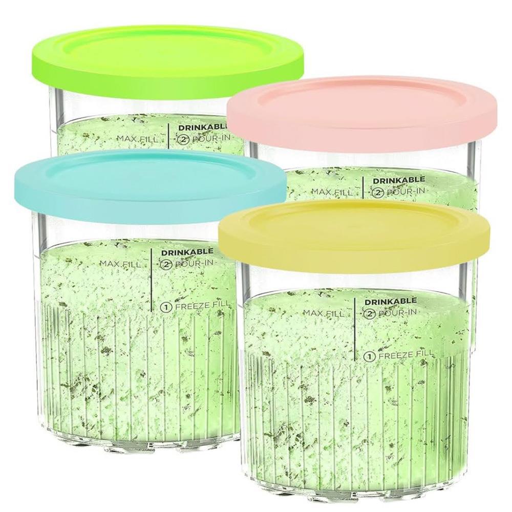 YQL 4PCS Eisbehälter mit Deckel für Ninja Creami NC501EU - Spülmaschinenfestes Zubehör für Eismaschine, ideal für Speiseeis und Ninja Creami Deluxe