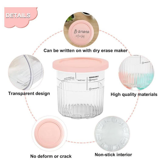 YQL 4PCS Eisbehälter mit Deckel für Ninja Creami NC501EU - Spülmaschinenfestes Zubehör für Eismaschine, ideal für Speiseeis und Ninja Creami Deluxe