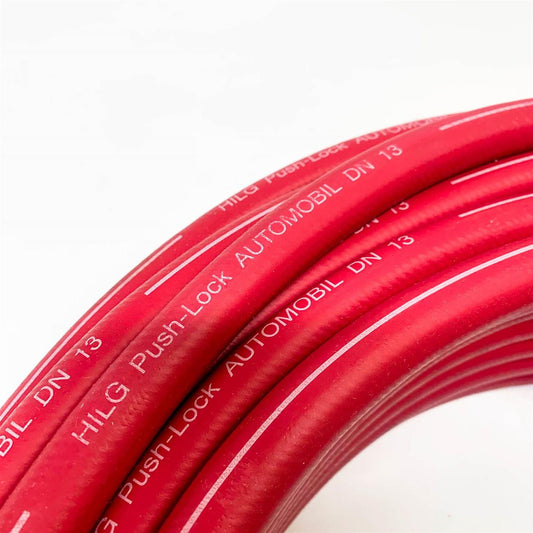 Push-Lock Steckschlauch 13 mm rot, 30m Rolle, flexibel, langlebig, ideal für Garten und Bewässerungssysteme.