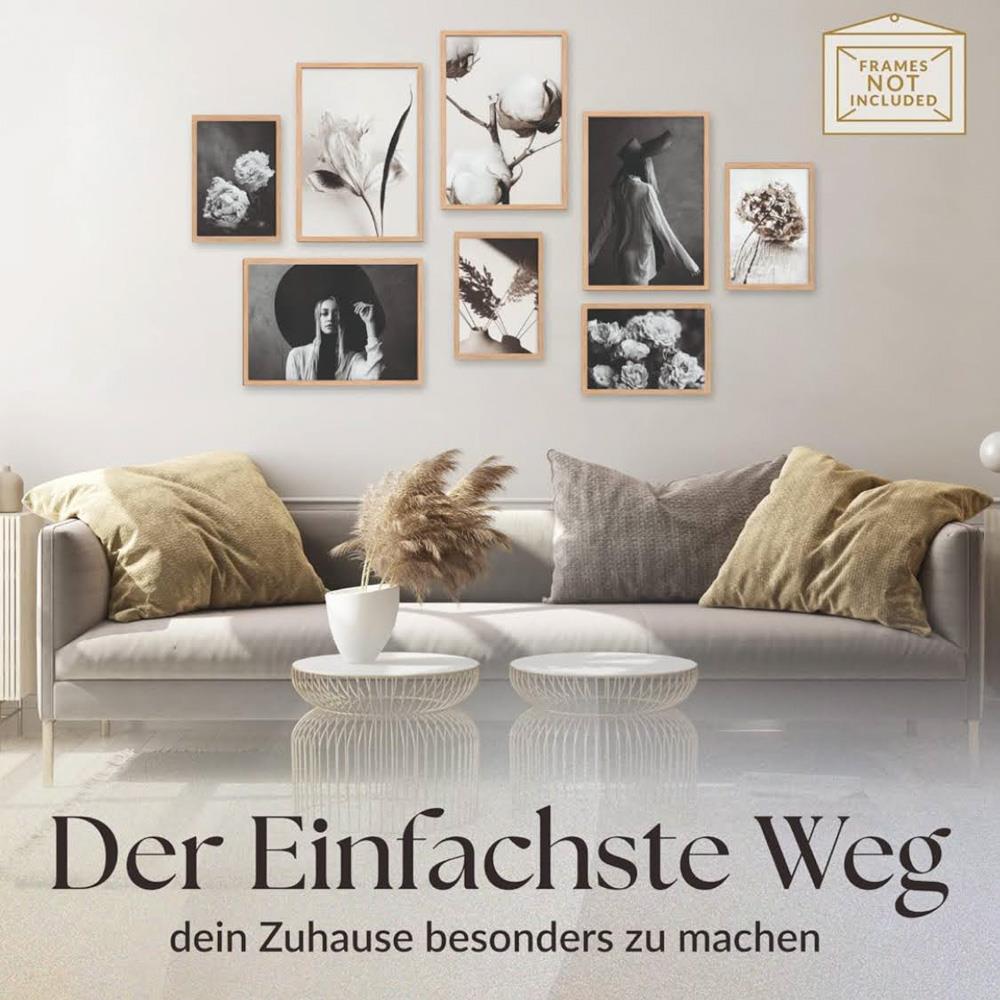 Heimlich® Premium Poster Set OHNE Bilderrahmen | 4 x DIN A3 & 4 x DIN A4 | Stilvolle Poster Collagen mit modernen Bildern | Vintage Chic
