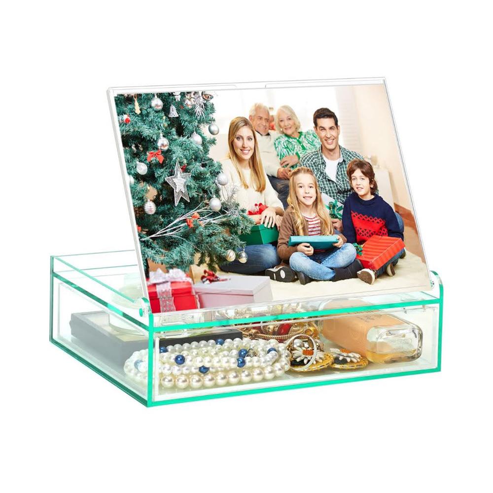 ZEEYUAN Picture Frame 13x18 Photo Storage Box 2 in 1 Transparent Storage Box for Seed Cards Crafts Stickers