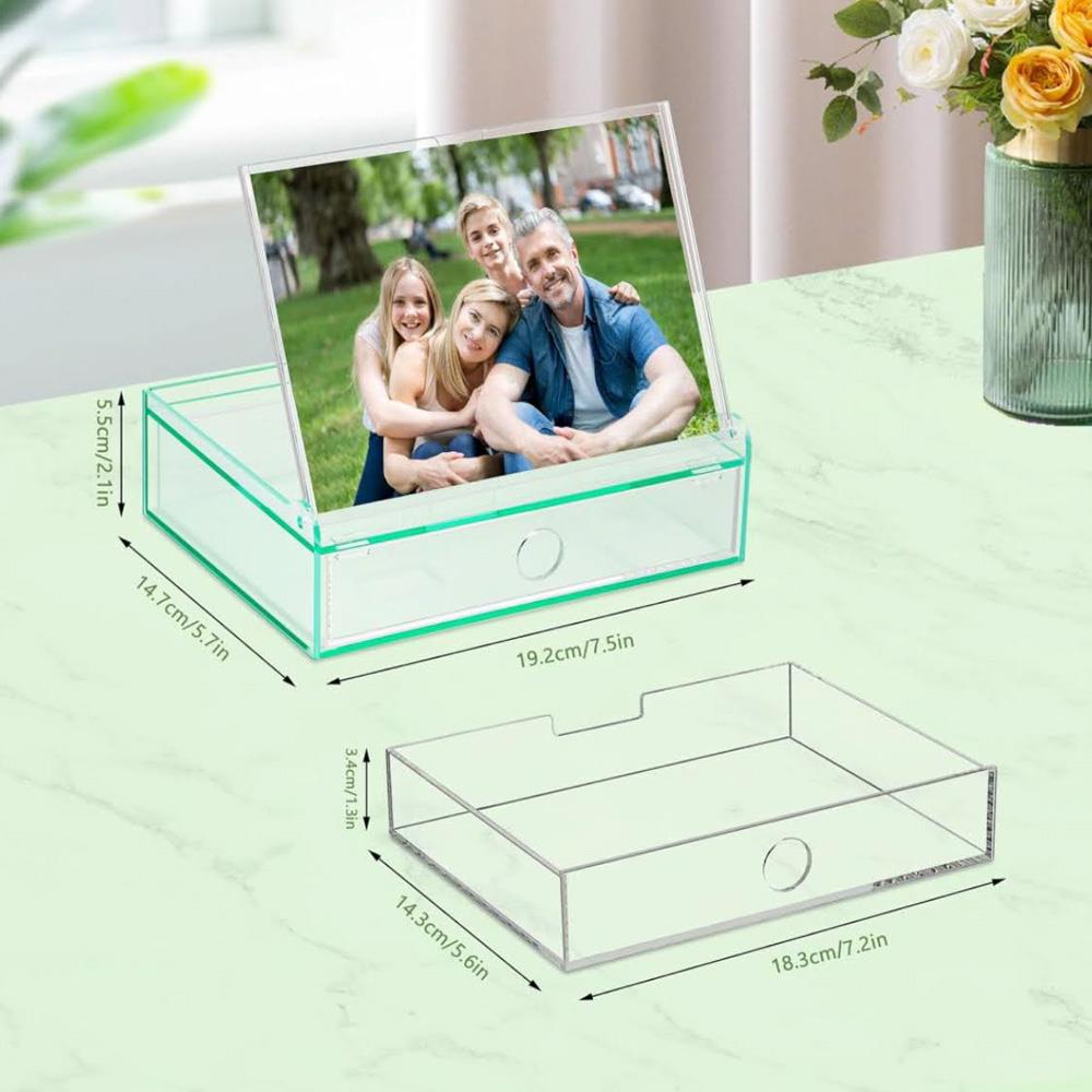 ZEEYUAN Picture Frame 13x18 Photo Storage Box 2 in 1 Transparent Storage Box for Seed Cards Crafts Stickers