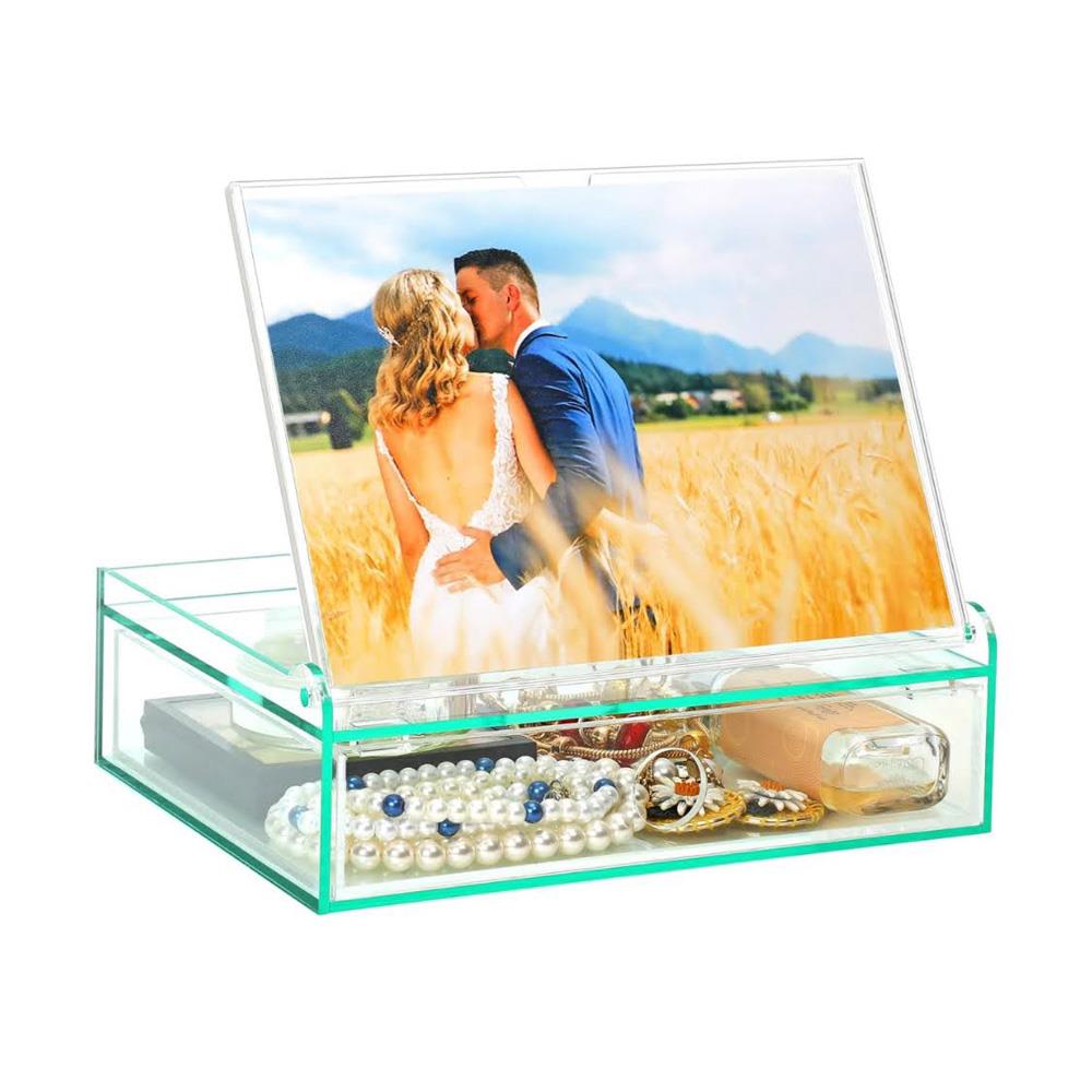 ZEEYUAN Picture Frame 13x18 Photo Storage Box 2 in 1 Transparent Storage Box for Seed Cards Crafts Stickers