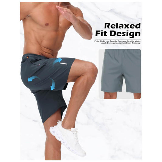 kuzwufs Sporthose 2XL Herren, 3er Pack, Kurz, mit Taschen, ideal für Fußball, Tennis, Basketball, Fitness und Freizeit.