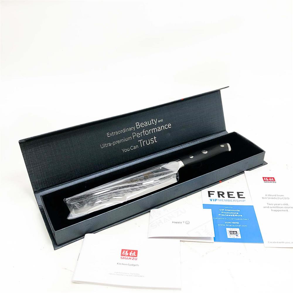 Shan Zu Kochmesser 16,5 cm Allzweckmesser Damast Edelstahl extra scharfe Messerklinge ergonomischer Griff exquisite Geschenkverpackung