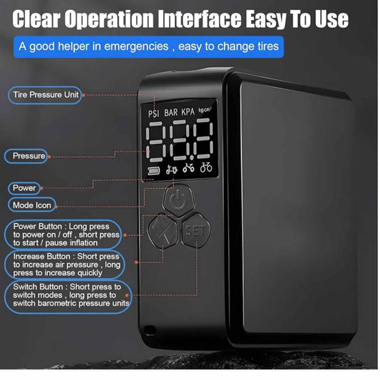 MIOLOE Mini Fahrradpumpe, Elektrische Luftpumpe, 150PSI, LCD-Display, 2400mAh, tragbar, für Fahrrad, Auto, Basketball.