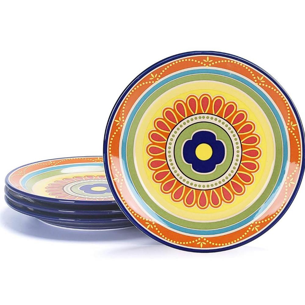Bico Tunesisches Set aus Keramik-Salattellern 22 cm 4er-Set mikrowellen- und spülmaschinenfest für Salat und Vorspeisen