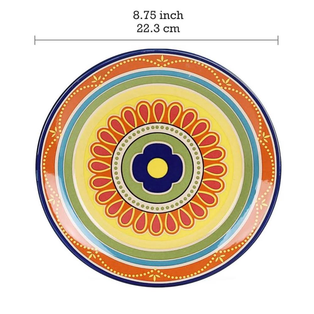 Bico Tunesisches Set aus Keramik-Salattellern 22 cm 4er-Set mikrowellen- und spülmaschinenfest für Salat und Vorspeisen