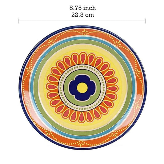 Bico Tunesisches Set aus Keramik-Salattellern 22 cm 4er-Set mikrowellen- und spülmaschinenfest für Salat und Vorspeisen