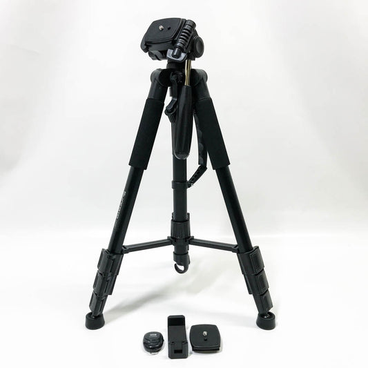 Sunfoto ST60-Tripod Kamera Stativ 160cm Leichtes Fotostativ mit 2 Schnellwechselplatten Tragetasche Handyhalterung für Smartphone DSLR SLR Canon Nikon Sony Olympus schwarz