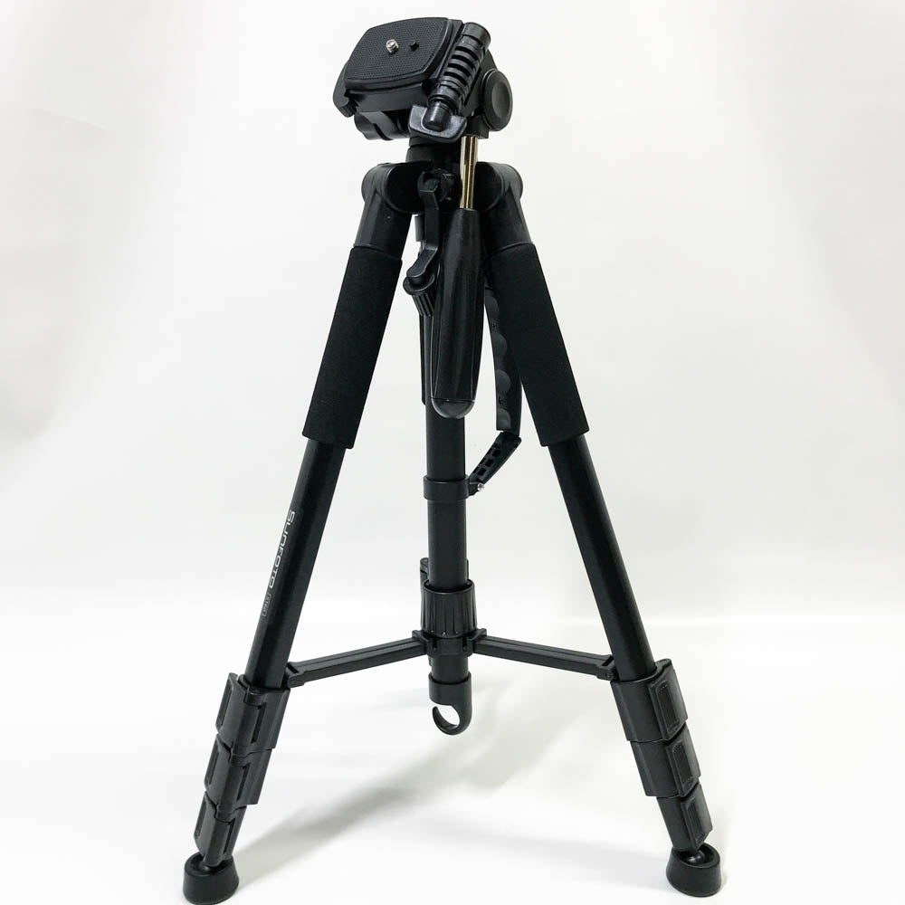 Sunfoto ST60-Tripod Kamera Stativ 160cm Leichtes Fotostativ mit 2 Schnellwechselplatten Tragetasche Handyhalterung für Smartphone DSLR SLR Canon Nikon Sony Olympus schwarz
