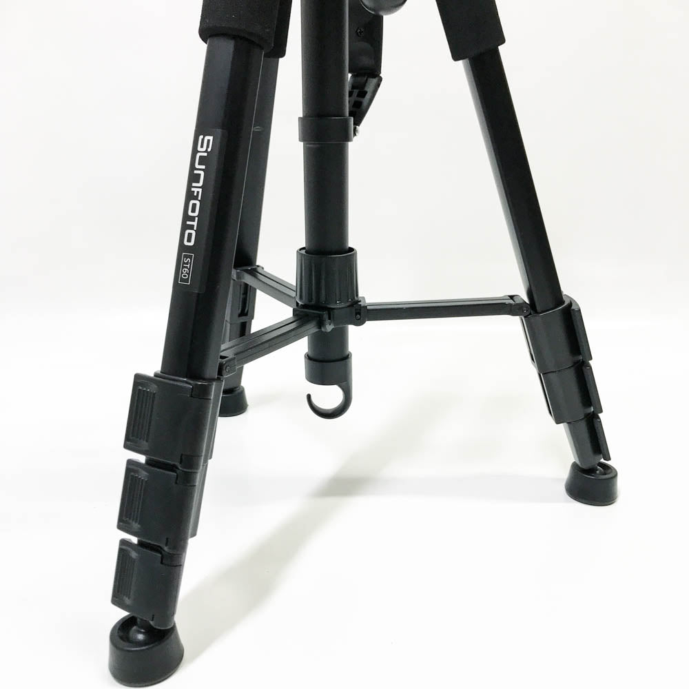 Sunfoto ST60-Tripod Kamera Stativ 160cm Leichtes Fotostativ mit 2 Schnellwechselplatten Tragetasche Handyhalterung für Smartphone DSLR SLR Canon Nikon Sony Olympus schwarz