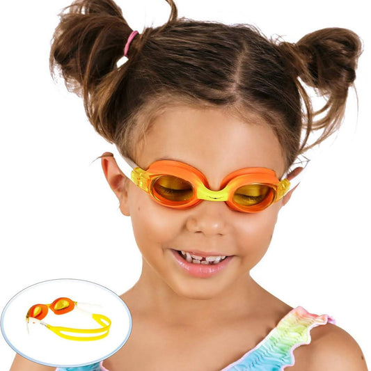 AqtivAqua Schwimmbrille Kinder, Schwimmbrille, für Kinder 3-10 Jahre, Orange/Weiß, UV-Schutz, anti-fog