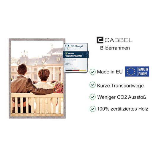 CABBEL Doppelpack 2er Set Bilderrahmen 42x59,4 cm Grau Beton massiver MDF-Holzrahmen bruchsicheres Plexiglas zum Aufhängen ideal für Fotos Gemälde Collagen