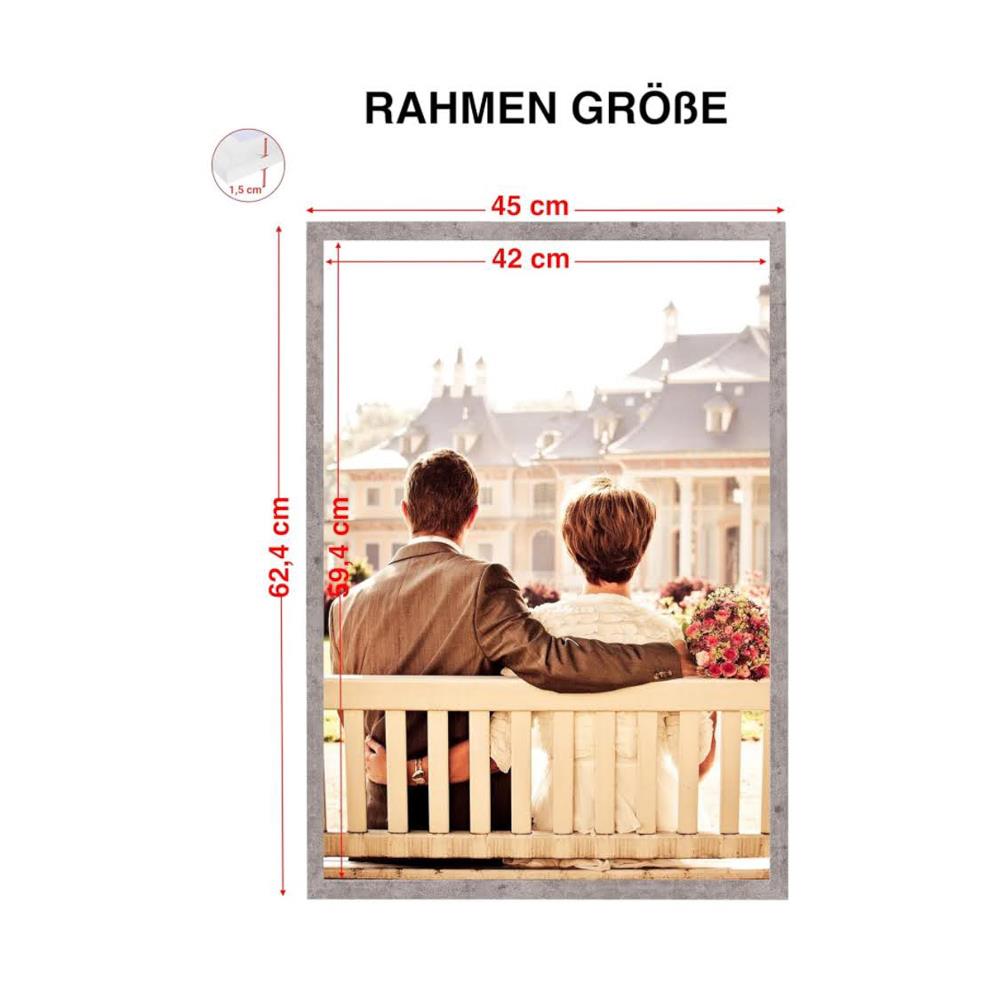 CABBEL Doppelpack 2er Set Bilderrahmen 42x59,4 cm Grau Beton massiver MDF-Holzrahmen bruchsicheres Plexiglas zum Aufhängen ideal für Fotos Gemälde Collagen