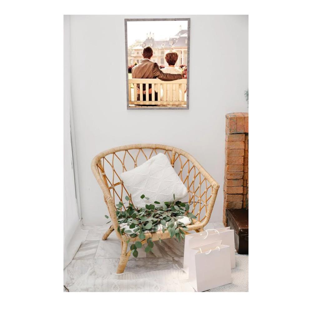 CABBEL Doppelpack 2er Set Bilderrahmen 42x59,4 cm Grau Beton massiver MDF-Holzrahmen bruchsicheres Plexiglas zum Aufhängen ideal für Fotos Gemälde Collagen