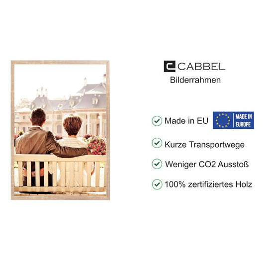 CABBEL Doppelpack 2er Set Bilderrahmen 42x59,4 cm Mokka Massivholzrahmen MDF bruchsicheres Plexiglas zum Aufhängen ideal für Fotos Gemälde Collagen