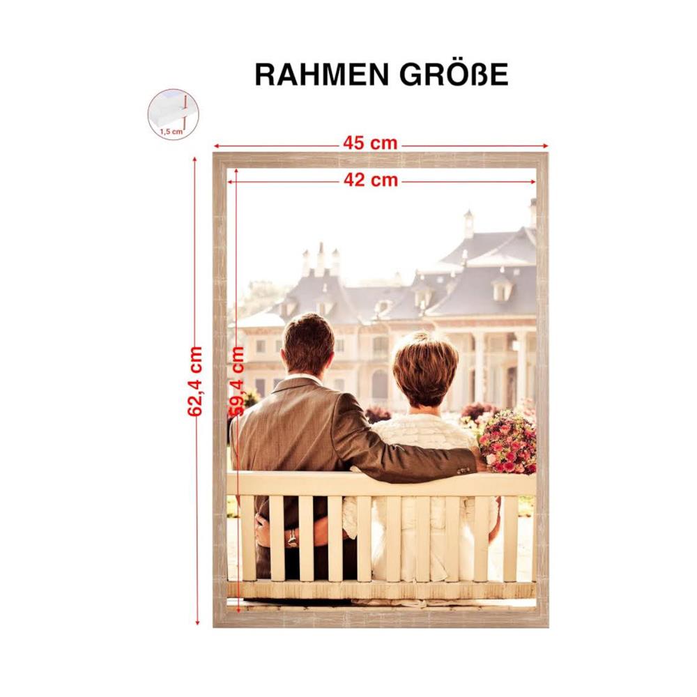 CABBEL Doppelpack 2er Set Bilderrahmen 42x59,4 cm Mokka Massivholzrahmen MDF bruchsicheres Plexiglas zum Aufhängen ideal für Fotos Gemälde Collagen