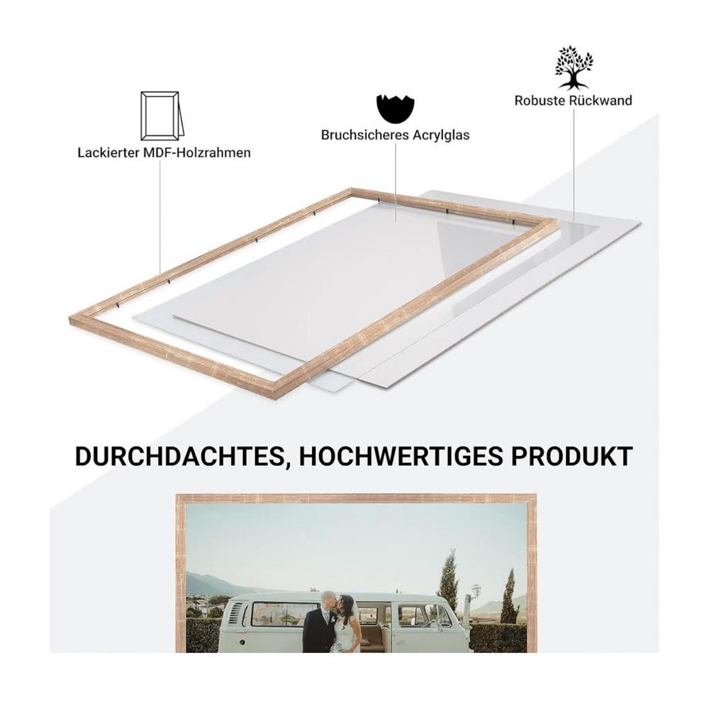 CABBEL Doppelpack 2er Set Bilderrahmen 42x59,4 cm Mokka Massivholzrahmen MDF bruchsicheres Plexiglas zum Aufhängen ideal für Fotos Gemälde Collagen