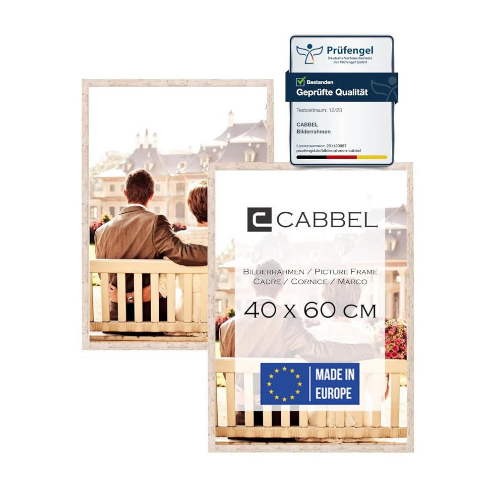 CABBEL Doppelpack Bilderrahmen 40x60 cm Birke stabiler MDF-Holzrahmen bruchsicheres Plexiglas zum Aufhängen ideal für Fotos Bilder Collagen