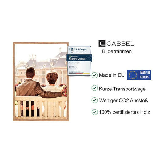 CABBEL Doppelpack 2er Set Bilderrahmen 42x59,4 cm Eiche massiver MDF-Holzrahmen bruchsicheres Plexiglas zum Aufhängen ideal für Fotos Gemälde Collagen