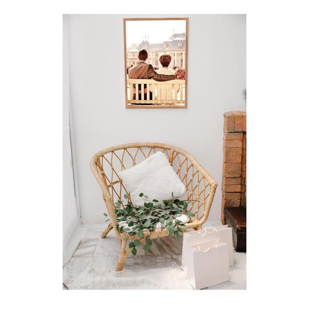 CABBEL Doppelpack 2er Set Bilderrahmen 42x59,4 cm Eiche massiver MDF-Holzrahmen bruchsicheres Plexiglas zum Aufhängen ideal für Fotos Gemälde Collagen