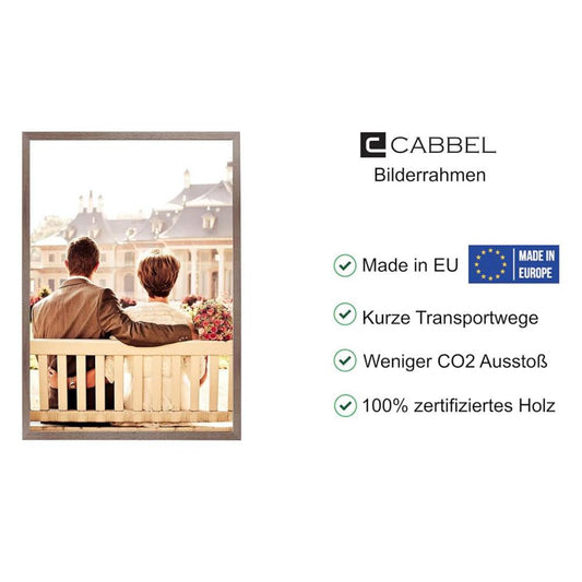 CABBEL Doppelpack 2er Set Bilderrahmen 40x60 cm Eiche Dunkel stabiles MDF-Holz Rahmen bruchsicheres Plexi-Glas zum Aufhängen ideal für Fotos Bilder Collage