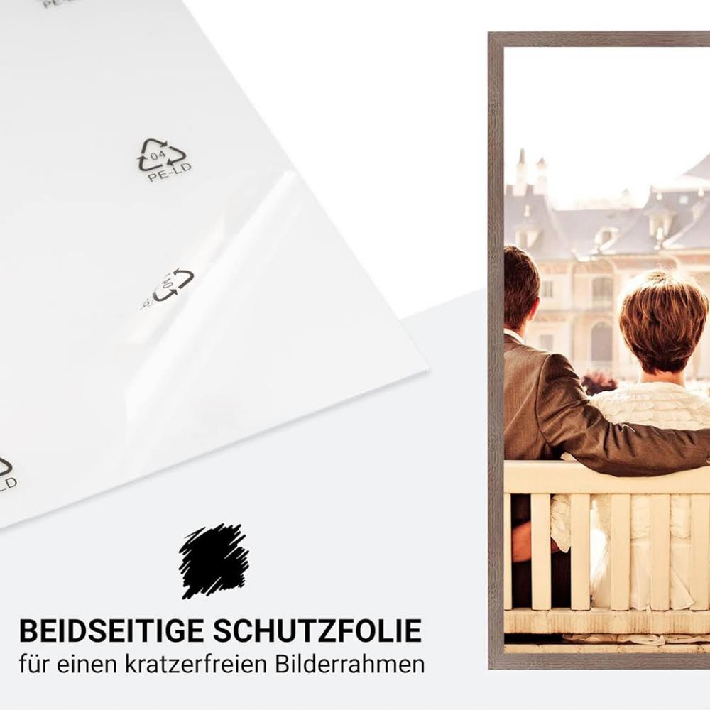 CABBEL Doppelpack 2er Set Bilderrahmen 40x60 cm Eiche Dunkel stabiles MDF-Holz Rahmen bruchsicheres Plexi-Glas zum Aufhängen ideal für Fotos Bilder Collage