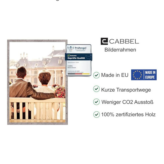 CABBEL Doppelpack 2er Set Bilderrahmen 40x60 cm Grau Beton stabiles MDF-Holz Rahmen bruchsicheres Plexi-Glas zum Aufhängen ideal für Fotos Bilder Collage