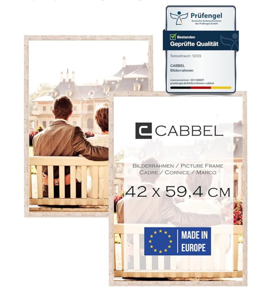 CABBEL Doppelpack Bilderrahmen 42x59,4 cm Birke massiver MDF-Holzrahmen bruchsicheres Plexiglas zum Aufhängen ideal für Fotos Gemälde Collagen