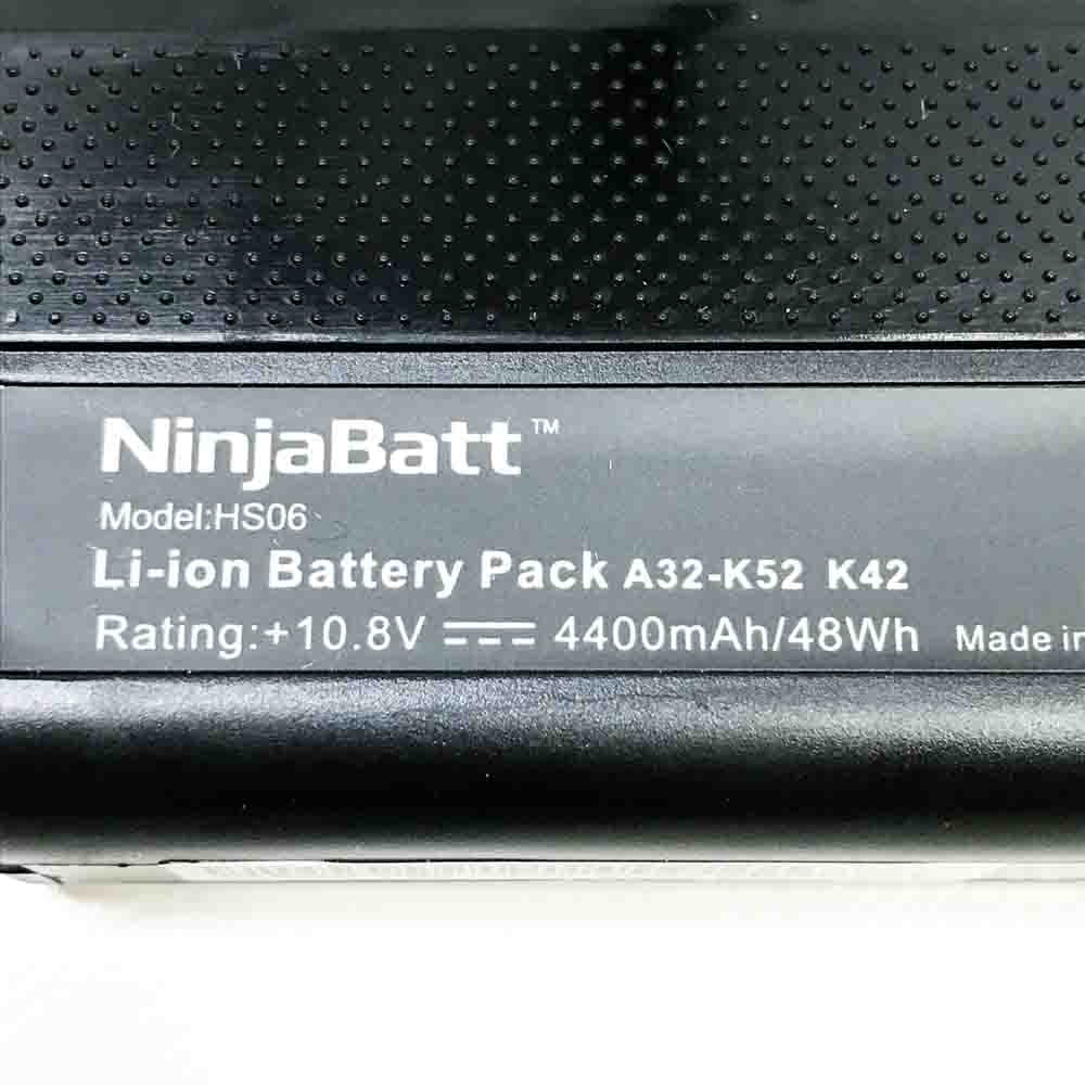 NinjaBatt Battery for Asus A32-K52 A42 K52J K52N K42J K42JC A52F A42-K52 X52F K52 A41-B53 K42F A41-K52 K52F A62 X42 X52J A52J A42J K52JC - High Performance 6 Cells 4400mAh 48wh