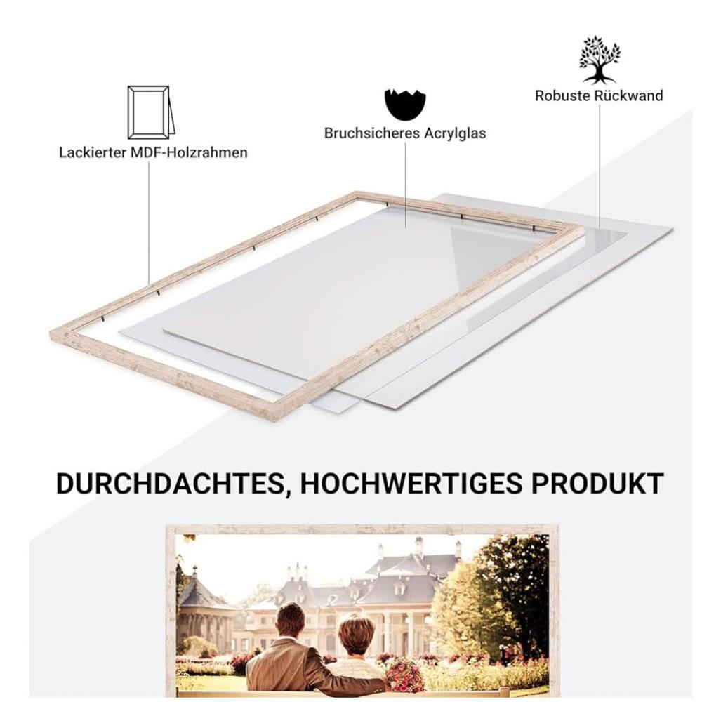CABBEL Doppelpack Bilderrahmen 42x59,4 cm Birke massiver MDF-Holzrahmen bruchsicheres Plexiglas zum Aufhängen ideal für Fotos Gemälde Collagen