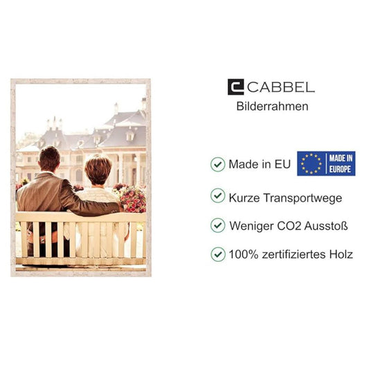 CABBEL 3er-Pack Bilderrahmen 42x59,4 cm Holz MDF Rahmen Birke | bruchsicheres Plexiglas, modern, zum Aufhängen, ideal für Fotos/Gemälde/Collagen