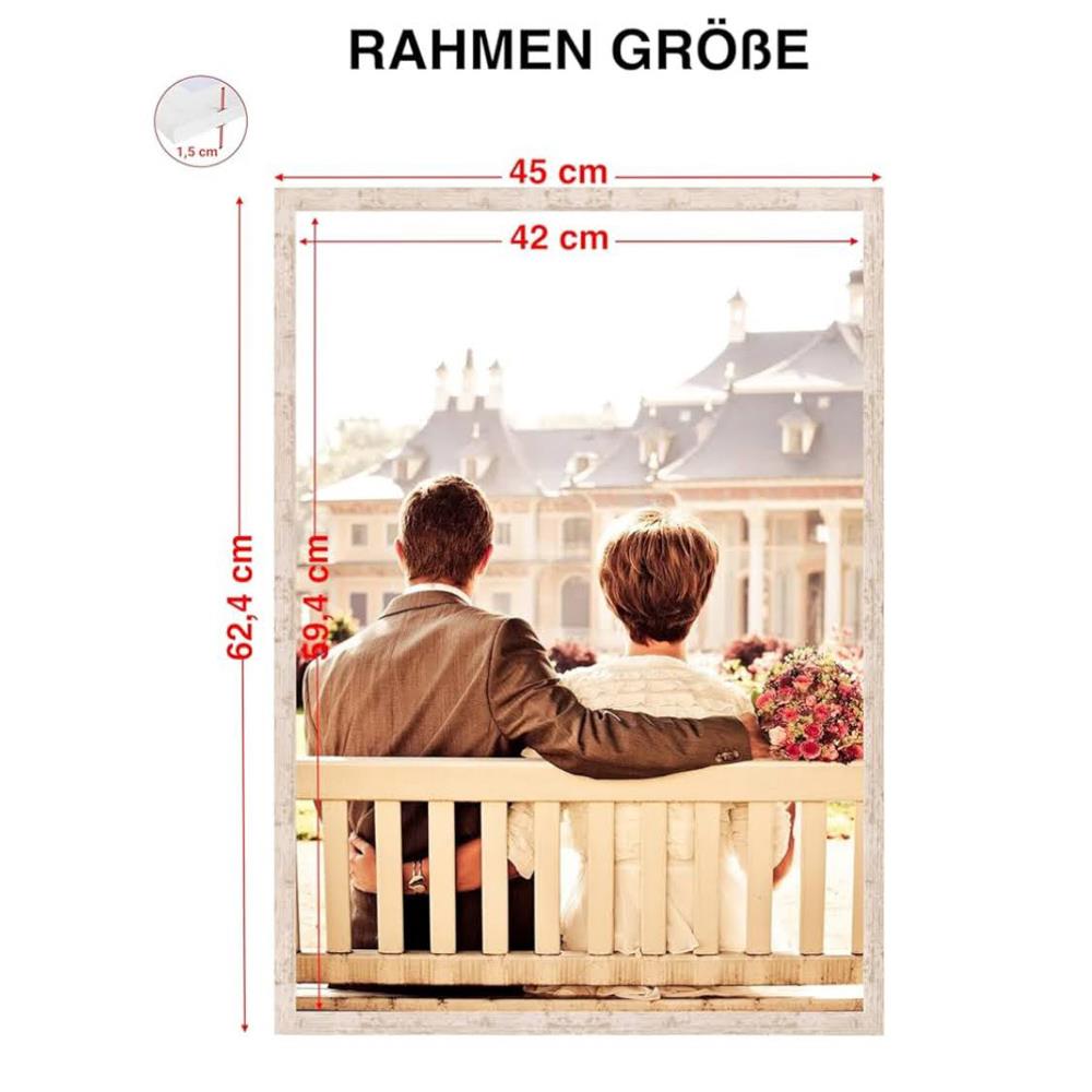 CABBEL 3er-Pack Bilderrahmen 42x59,4 cm Holz MDF Rahmen Birke | bruchsicheres Plexiglas, modern, zum Aufhängen, ideal für Fotos/Gemälde/Collagen