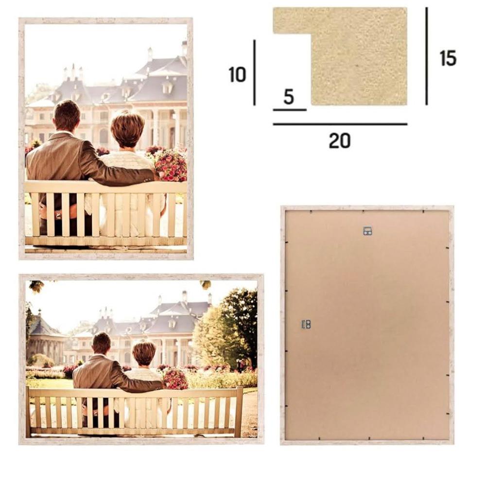 CABBEL 3er-Pack Bilderrahmen 42x59,4 cm Holz MDF Rahmen Birke | bruchsicheres Plexiglas, modern, zum Aufhängen, ideal für Fotos/Gemälde/Collagen