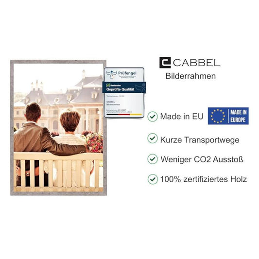 CABBEL 3er-Pack Bilderrahmen 42x59,4 cm Holz MDF Grau Beton mit bruchsicherem Plexiglas modern zum Aufhängen ideal für Fotos Gemälde Collagen