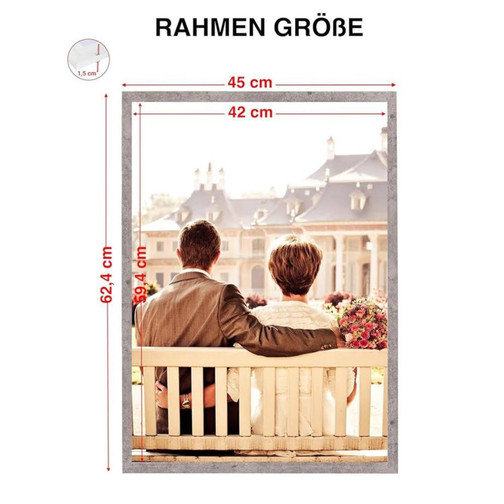 CABBEL 3er-Pack Bilderrahmen 42x59,4 cm Holz MDF Grau Beton mit bruchsicherem Plexiglas modern zum Aufhängen ideal für Fotos Gemälde Collagen