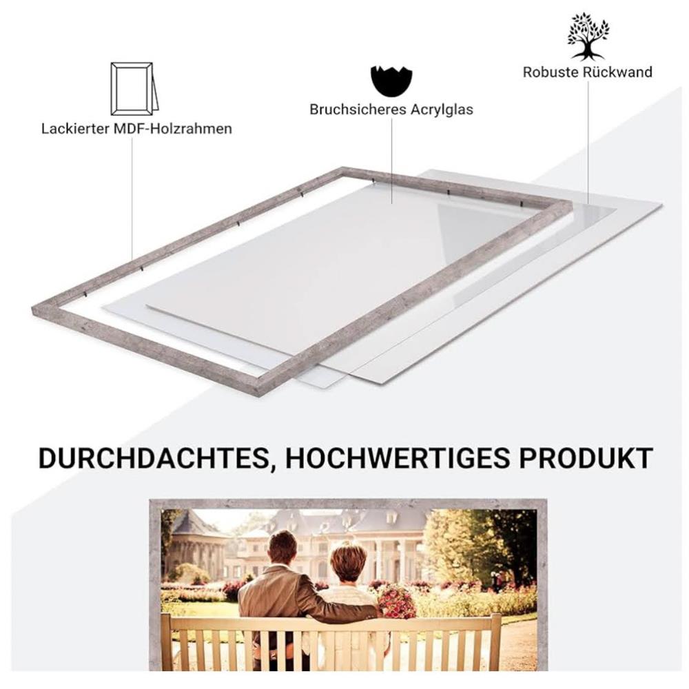 CABBEL 3er-Pack Bilderrahmen 42x59,4 cm Holz MDF Grau Beton mit bruchsicherem Plexiglas modern zum Aufhängen ideal für Fotos Gemälde Collagen