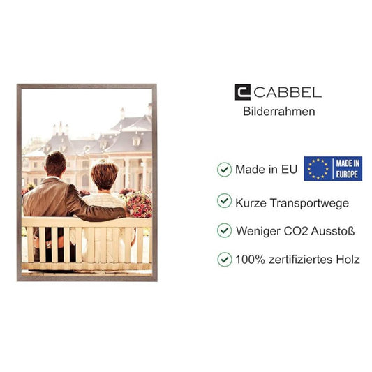 CABBEL Doppelpack 2er Set Bilderrahmen 42x59,4 cm Eiche dunkel massiver MDF-Holzrahmen bruchsicheres Plexiglas zum Aufhängen ideal für Fotos Gemälde Collagen