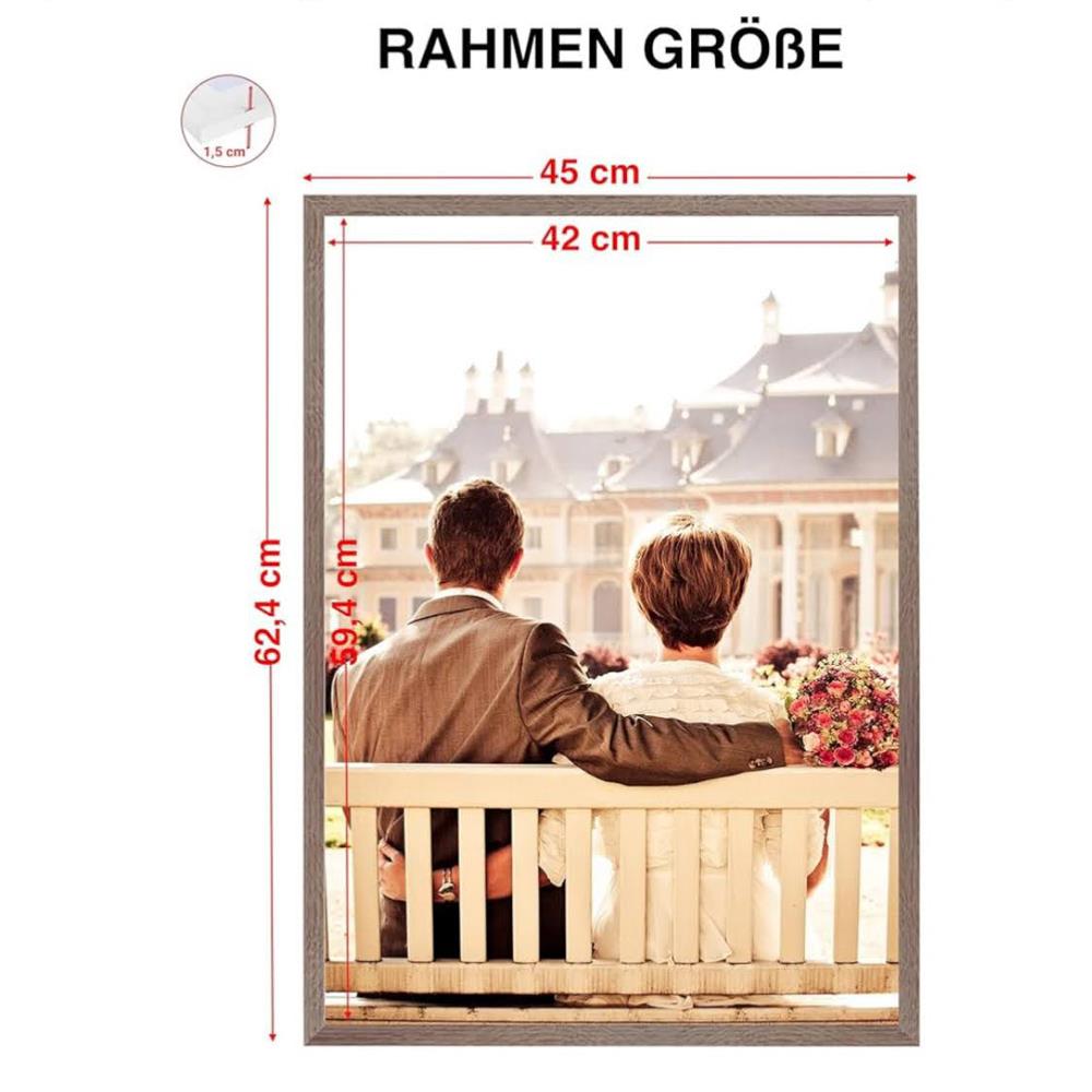 CABBEL Doppelpack 2er Set Bilderrahmen 42x59,4 cm Eiche dunkel massiver MDF-Holzrahmen bruchsicheres Plexiglas zum Aufhängen ideal für Fotos Gemälde Collagen