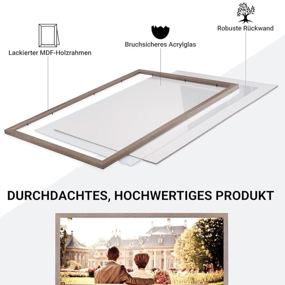 CABBEL Doppelpack 2er Set Bilderrahmen 42x59,4 cm Eiche dunkel massiver MDF-Holzrahmen bruchsicheres Plexiglas zum Aufhängen ideal für Fotos Gemälde Collagen