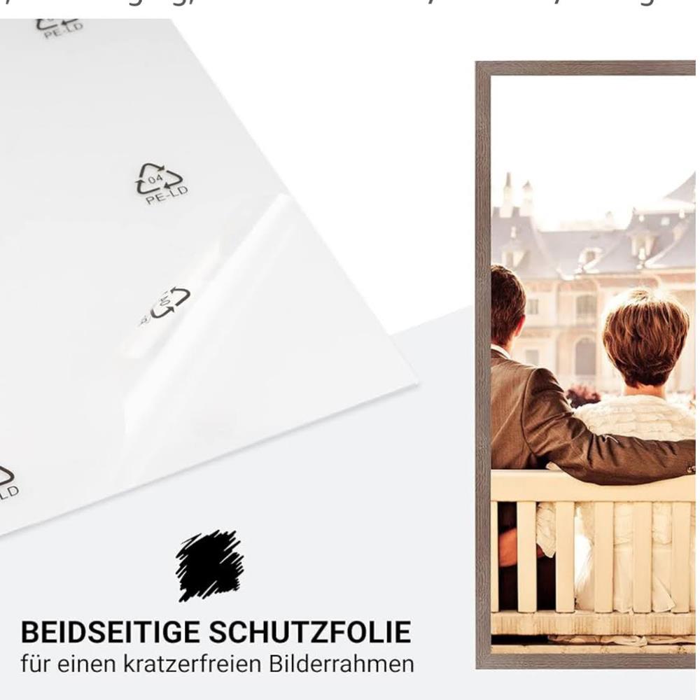 CABBEL Doppelpack 2er Set Bilderrahmen 42x59,4 cm Eiche dunkel massiver MDF-Holzrahmen bruchsicheres Plexiglas zum Aufhängen ideal für Fotos Gemälde Collagen