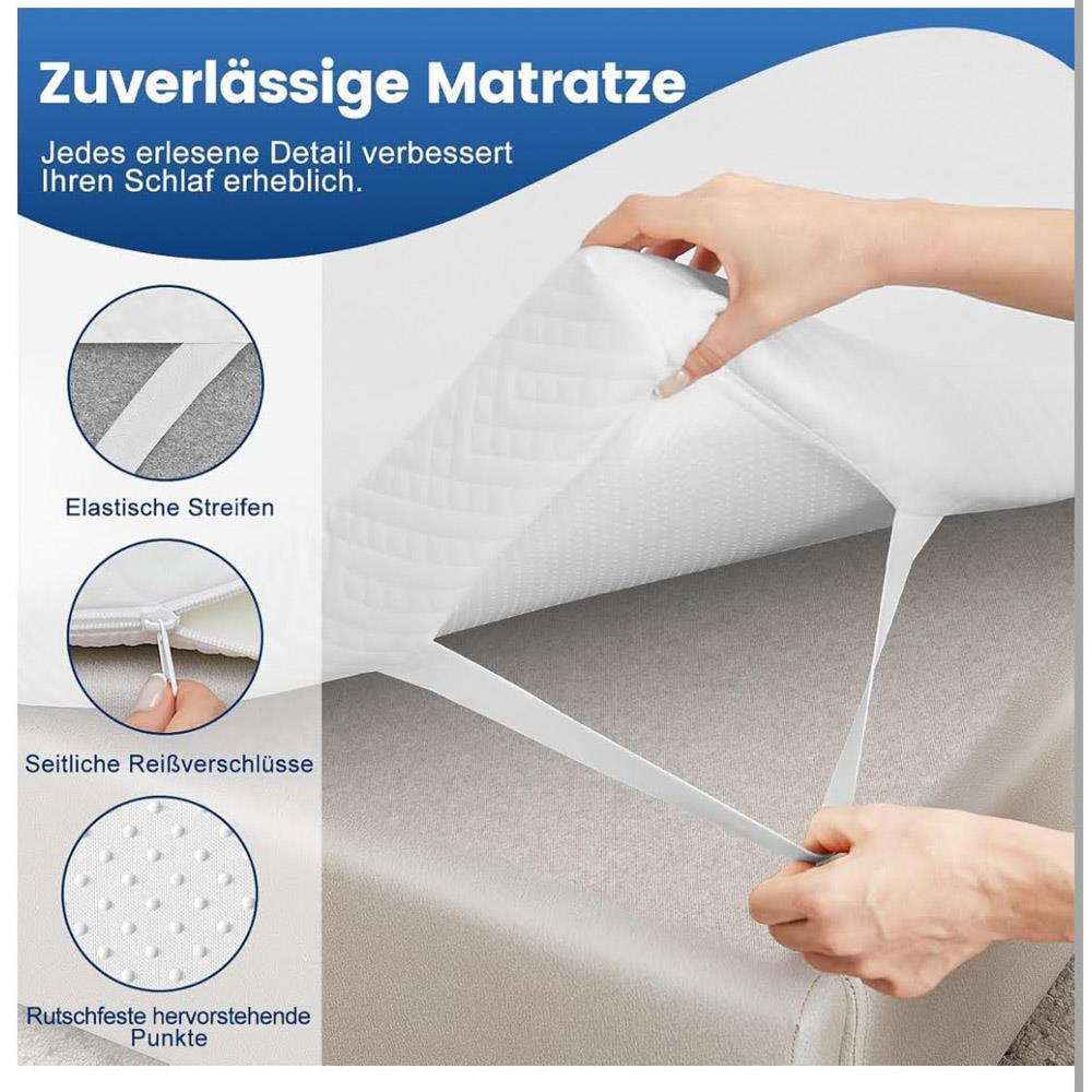 Matratzen Topper 140x200cm 6 cm Höhe Matratzentopper Gel Memory Foam H2&H3 Abnehmbarer Waschbarer Bezug Boxspringbett Schlafsofas