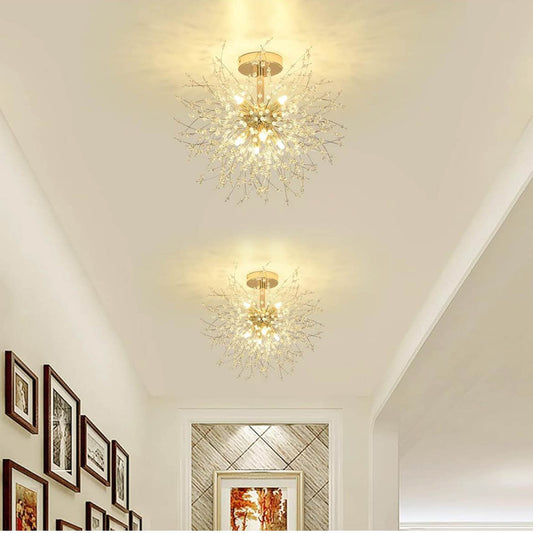 Rayofly Moderne Kristall Deckenleuchte, 8-flammig, dimmbar, gold, für Wohnzimmer, Schlafzimmer, Esszimmer, Küche, Flur