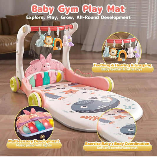 CUTE STONE Spielbogen, Aktivitätscenter, Spieldecke mit Klavier, Bauchlage-Matte, für Neugeborene, fördert Motorik.