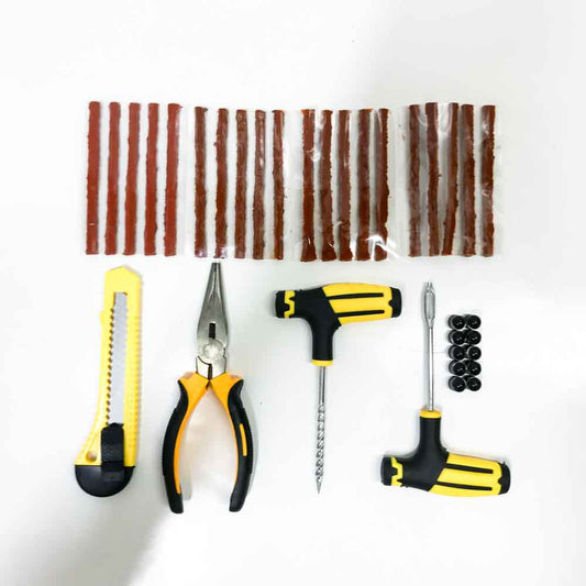 Yolistar Reifen Reparaturset 36 TLG Profi Reifen Flickzeug mit Vulkanisier Streifen Handschuhe Zubehör für Autos Fahrräder Motorräder Traktoren Lastwagen